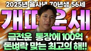 2025년 을사년 1970년생 56세 개띠운세금전운 통장에 100억!! 돈벼락 맞는 최고의 해가 된다!!! 70년생 56세  대박나는 개띠운세