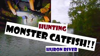 FISHING FOR MONSTER CATFISH on the Huron RIVER!!