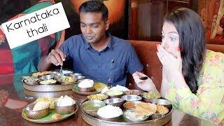 SOUTH INDIAN FOOD FOREIGNER REACTION: KARNATAKA THALI | TRAVEL VLOG IV