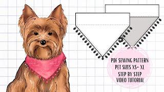 Dog Collar Bandana Sewing Pattern Step by Step Tutorial  | Yesenia