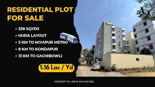 258 SqYds  - Miyapur - Residential Plot for Sale - HUDA Layout - Mayuri nagar - Ready To Construct