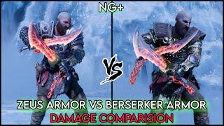 ZEUS ARMOR VS BERSERKER ARMOR DAMAGE COMPARISON | GOD OF WAR RAGNAROK NG+ | GMGOW