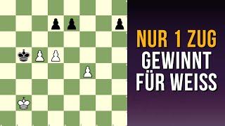 Weiß gewinnt, muss aber den richtigen Zug finden! [Studie aus 1943]