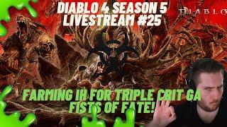 Diablo 4  Season5 Livestream! Farming Infernal hordes for triple crit FOF for Poison stormslide!