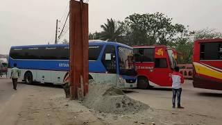 Morning view of Dhaka-Chittagong highway | GREEN LINE MAN, HANIF VOLVO, SHOHAGH SCANIA, ENA HYUNDAI.