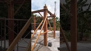 proses pendirian  Soko guru 20 cm