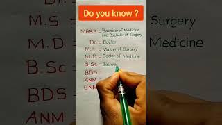 MBBS/M.D/M.S/B.Sc/ANM/GNM Full Form