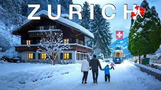 ZURICH SWITZERLAND, Relaxing Walking Tour in the Snow Zurich's Winter Wonderland 