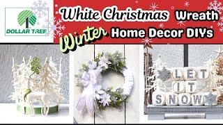 TRANSFORM YOUR HOME WITH A  WHITE CHRISTMAS FARMHOUSE WREATH DIY ️ DOLLAR TREE ️ LET IT SNOW DECOR