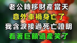 老公轉移財產當天，意外車禍身亡了。我含淚接過死亡證明，看著巨額遺產笑了！#情感故事 #小說 #家庭 #婚姻 #情感 #愛情 #夫妻 #家庭倫理 #爽文