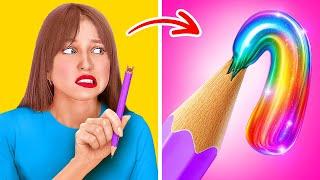 Student vs. Teacher Challenge!  Genius School Hacks & DIY Art by 123 GO! Infinity