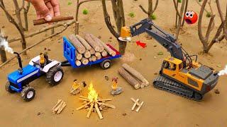 diy mini tractor wood cuttting excavator machine science project @sanocreator