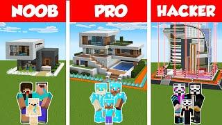 Minecraft NOOB vs PRO vs HACKER: SAFEST FAMILY HOUSE BUILD CHALLENGE in Minecraft / Animation