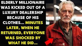 ELDERLY MILLIONAIRE WAS KICKED OUT OF A LUXURY DEALERSHIP BECAUSE OF HIS CLOTHES... MINUTES LATER...