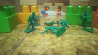 army men soldados de plástico batalla en ruinas stop Motion.