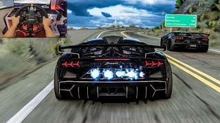 1000HP Lamborghini Aventador SVJ NOS Build Gintani Exhaust Convoy - Assetto Corsa | Moza R16 + VR