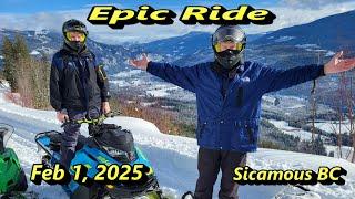 Epic Snowmobile Ride in Sicamous BC.  Queest Mtn with Ethan, Jesse and Donna