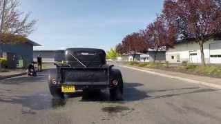 Illegal Drag racing burnout hot rod rat rod almost crash into truck