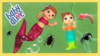 BABY ALIVE Mermaids Swimming in dirty bath 