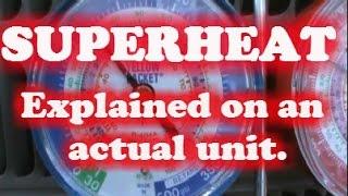 HVAC SUPERHEAT explained on a real unit. R-410A analogue gauges