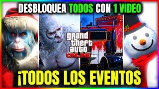 TODOS Los EVENTOS De NAVIDAD GTA 5 ONLINE! COMO DESBLOQUEAR TODOS! GOOCH, YETI, ARMA, MUÑECO NIEVE..