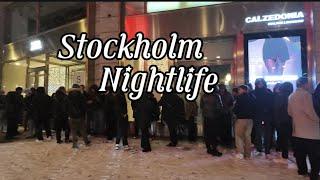 Nightlife in Midnight / Stockholm / Sweden / Snow Walking Tour / 31th December 4K