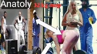 Pretended to be a CLEANER in\|/ELITE Powerlifter ANATOLY Use 32kg Mop|the old man//gyms|English