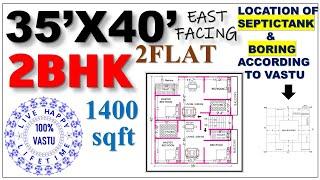 35x40 east facing house plan || 35*40 east facing house design ||