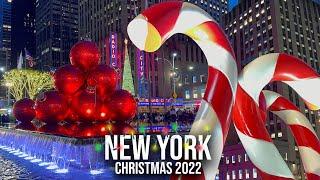 ⁴ᴷ NYC Christmas  Rockefeller Center, Radio City Music Hall & 6th Avenue Christmas Decoration 2022