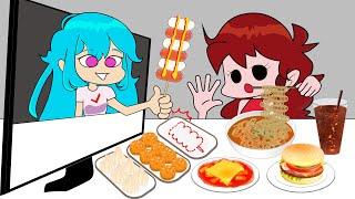 PC방 음식 모두 시켜서 먹방ㅣ친구몰래 먹방ㅣFriday Night Funkin secret eating showㅣ Cinema Mukbang l animation mukbang