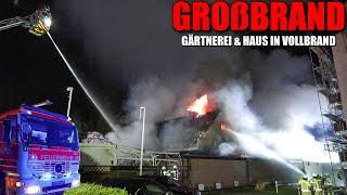 [GROßBRAND IN WESSELING!] - Gärtnerei & Haus in Vollbrand | Massive Rauchentwicklung | Großeinsatz -