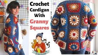 How To Crochet A Cardigan With Granny Squares / Easy Jacket