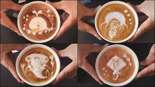 Sea creatures latte art designs