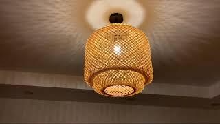 Woven Bamboo Lampshade, Bamboo Pendant Light For Kitchen, Living Room