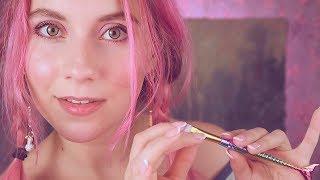 ASMR  - Ear & FACE BRUSHING - I will make you melt .. EAR to EAR WHISPER Close up + breathing sounds