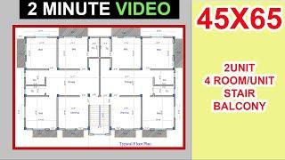 45 X 65 feet house Plan ।  3000 sq ft building। 45 by 65 ghar ka naksha #autocad