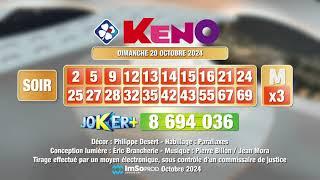 Tirage du soir Keno® du 20 octobre 2024 - Résultat officiel - FDJ