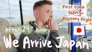 OVER 24 HOURS WAITING We Took Military Flight to JAPAN【Life in Japan 】