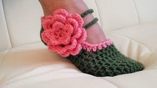 Crochet Glama's Fancy Mary Jane Slippers