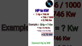 How to convert Hp to kW #hp to kW #shorts #youtube shorts #viral #electrical formula #tips