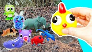 Children Learn | Lots of Sea Animal Names for Kids at the Stream: Rabbit Dog Pig Camel Elephant