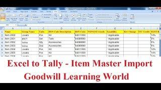 Tally TDL for Excel to Tally -  Stock Item Master Import with Group and Stock Units