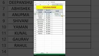 Rank Calculation using Excel 