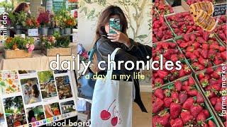 daily chronicles| day in my life, farmers market, mood board, baseball game, realistic night