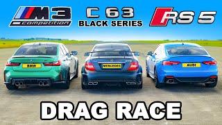 BMW M3 v Audi RS5 v AMG C63 Black Series: DRAG RACE