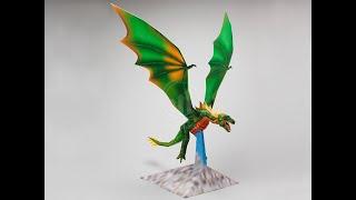 Maquete de Papel para Montar 72 - Dragão Verde - Trabalho Escolar