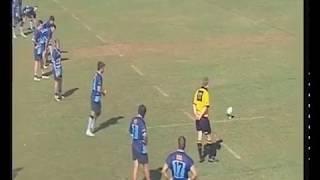 Rugby kick hits the cross bar twice