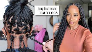  OMG! Long DISTRESSED FAUX LOCS So Natural| Knotless Crochet BUTTERFLY LOCS ft. Janet Collection