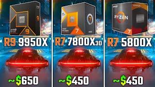 AMD RYZEN 9 9950X vs RYZEN 7 7800X3D vs RYZEN 7 5800X | Test in 6 Games