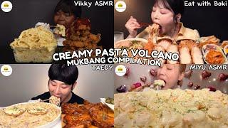 ASMR | CREAMY PASTA VOLCANO MUKBANG COMPILATION | ITALIAN FOOD EATING SHOW |